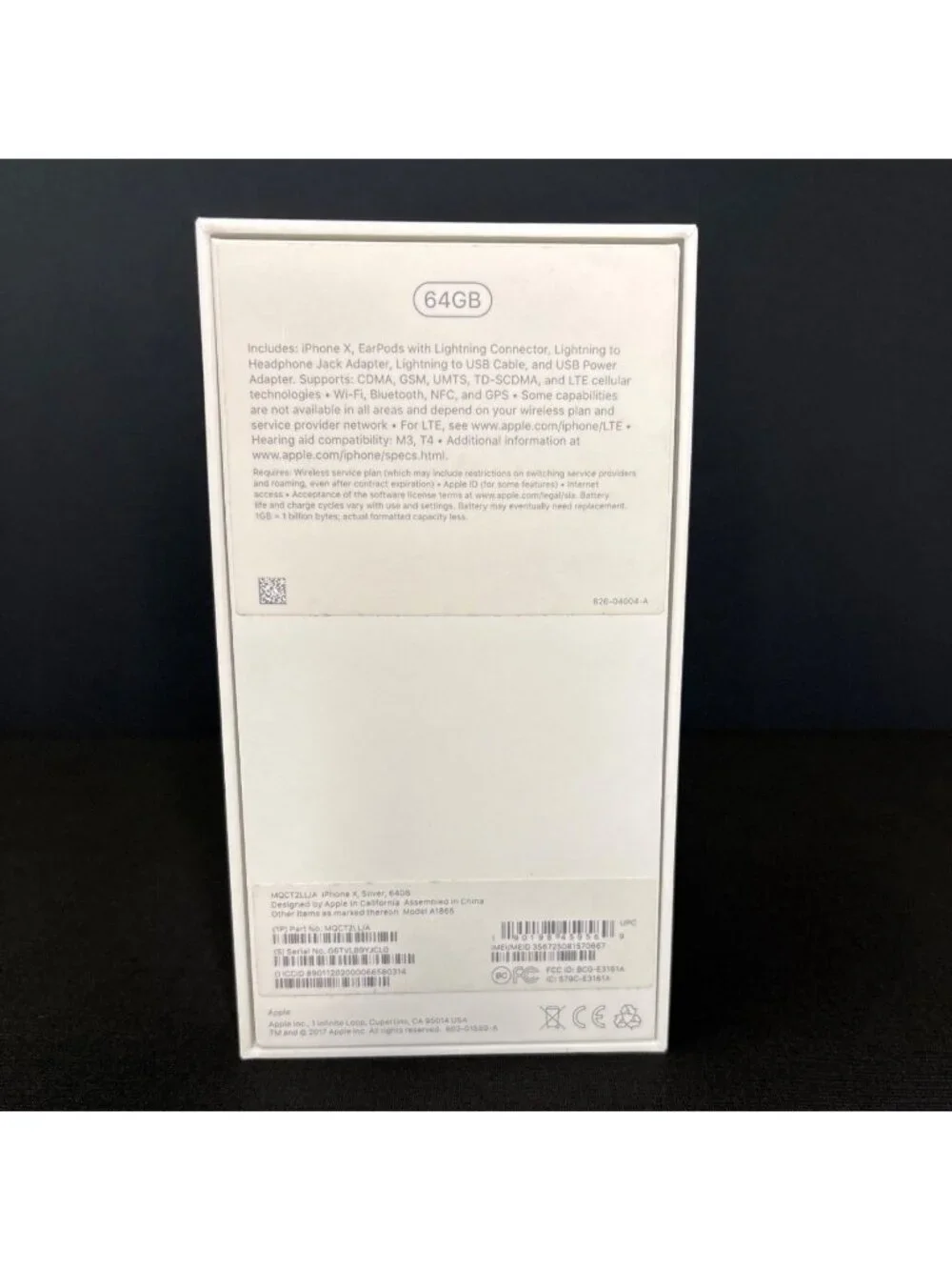 Original Apple iPhone X 64GB Silver Empty Box Only - Phone Not Included